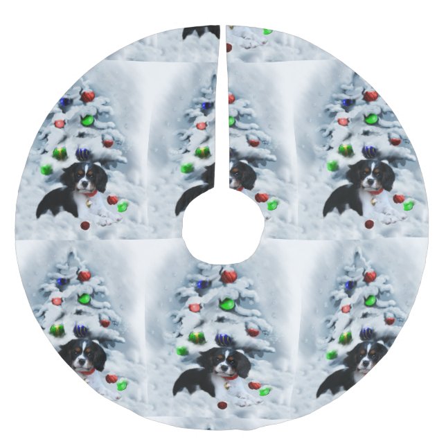 Cavalier King Charles Spaniel Weihnachten Polyester Weihnachtsbaumdecke (Vorderseite)