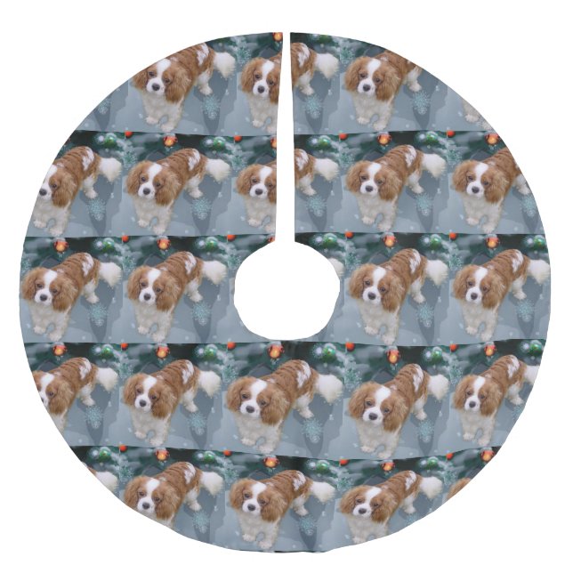 Cavalier King Charles Spaniel Weihnachten Polyester Weihnachtsbaumdecke (Vorderseite)