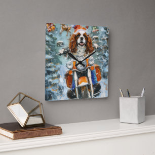 Cavalier King Charles Spaniel Weihnachten Quadratische Wanduhr