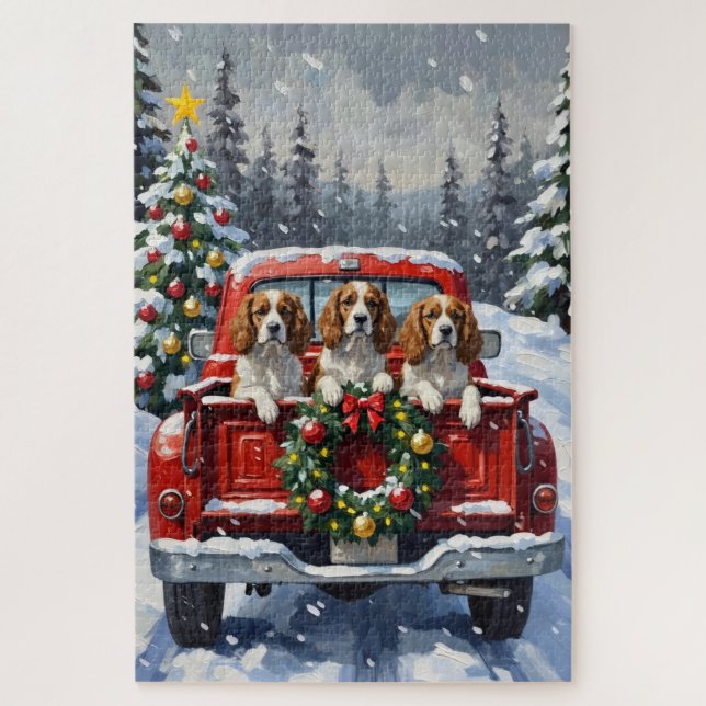 Cavalier King Charles Spaniel Weihnachten Rotes La (Vertikal)
