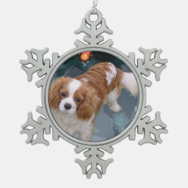 Cavalier King Charles Spaniel Weihnachten Schneeflocken Zinn-Ornament
