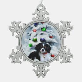 Cavalier King Charles Spaniel Weihnachten Schneeflocken Zinn-Ornament