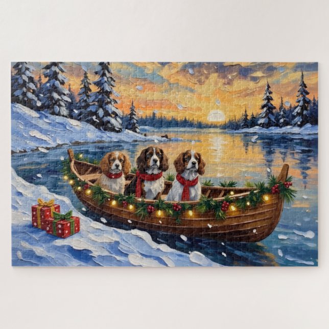 Cavalier King Charles Spaniel Weihnachtsboot (Horizontal)