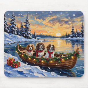 Cavalier King Charles Spaniel Weihnachtsboot Mousepad