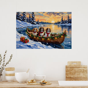 Cavalier King Charles Spaniel Weihnachtsboot Poster