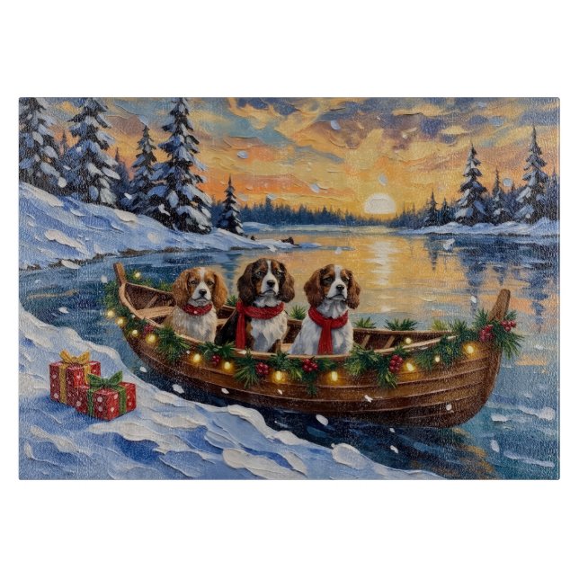 Cavalier King Charles Spaniel Weihnachtsboot Schneidebrett (Vorderseite)