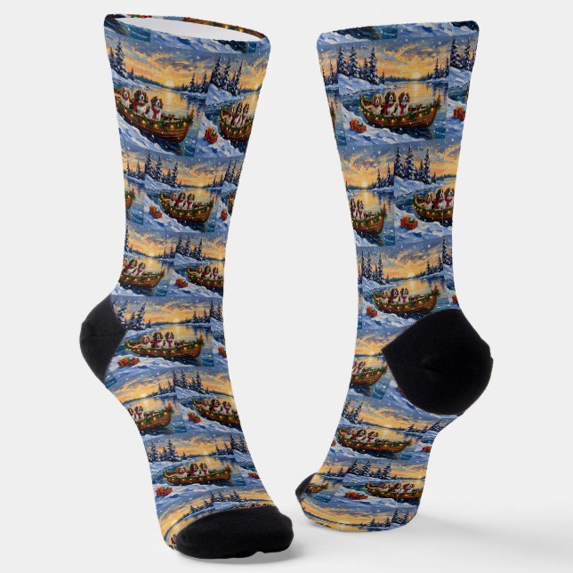 Cavalier King Charles Spaniel Weihnachtsboot Socken (Gewinkelt)