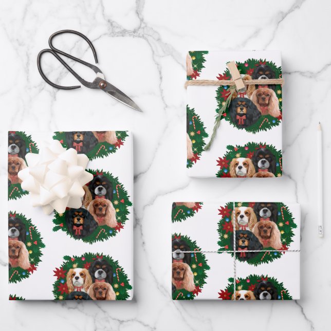 Cavalier King Charles Spaniel Weihnachtsbuch Geschenkpapier Set (Vorderseite)