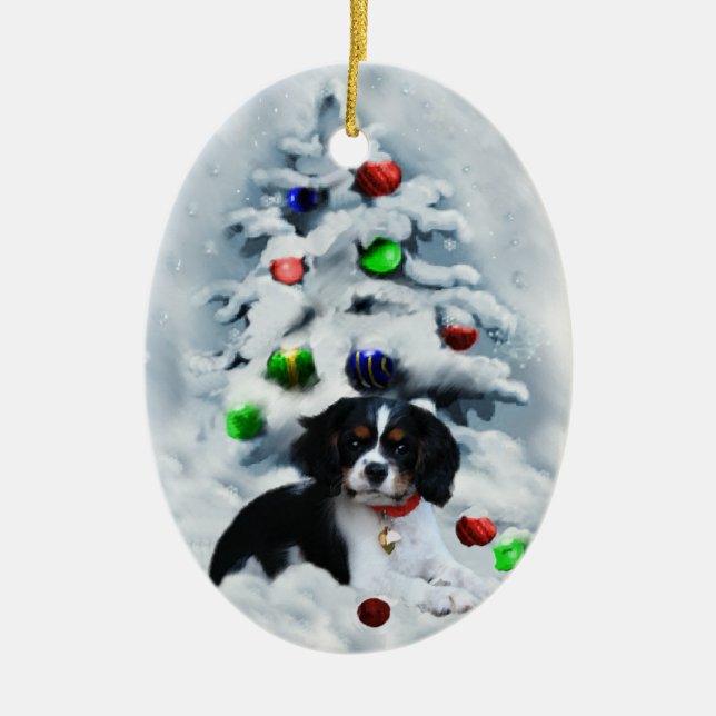 Cavalier King Charles Spaniel Weihnachtsdekoration Keramikornament (Vorne)