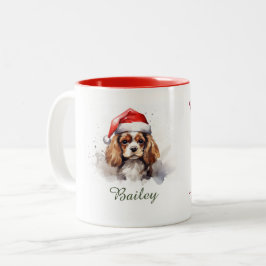 Cavalier King Charles Spaniel Weihnachtsfeier Tass Zweifarbige Tasse