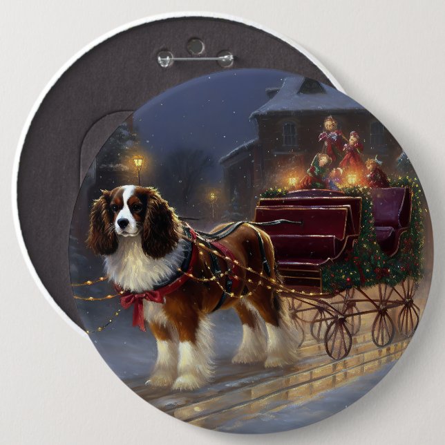 Cavalier King Charles Spaniel Weihnachtsfest Button (Vorne & Hinten)