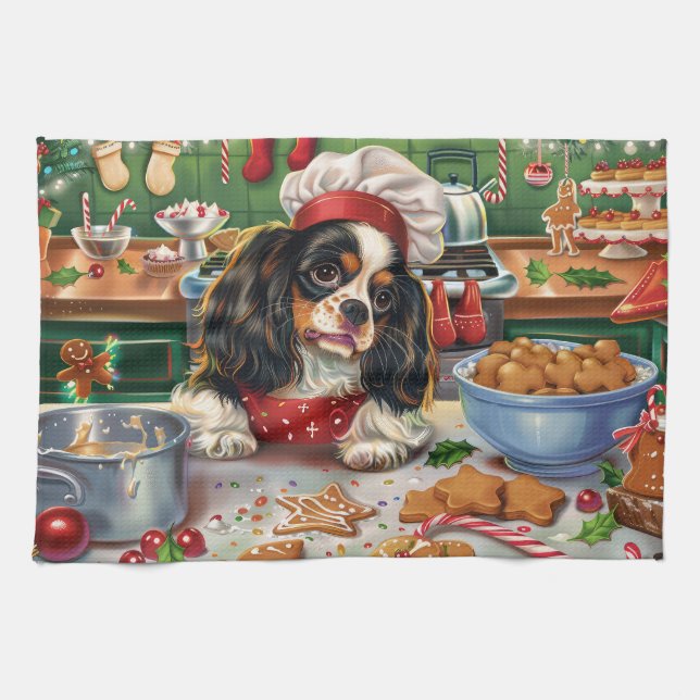 Cavalier King Charles Spaniel Weihnachtsgebäck Geschirrtuch (Horizontal)