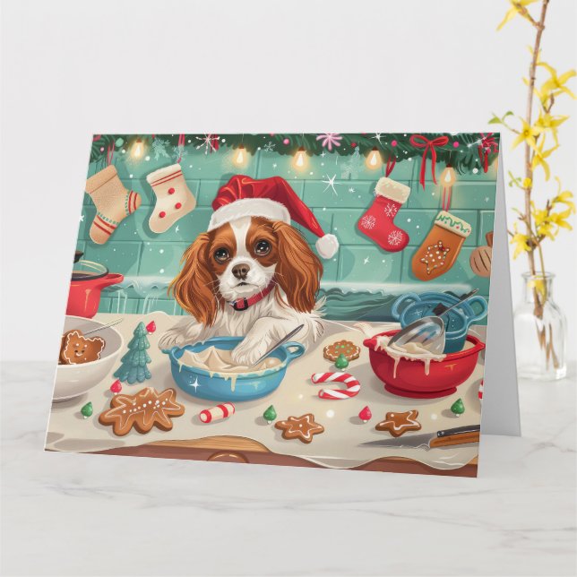 Cavalier King Charles Spaniel Weihnachtsgebäck Karte (Gelbe Blume)