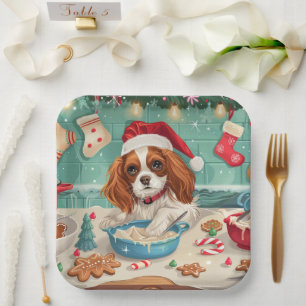 Cavalier King Charles Spaniel Weihnachtsgebäck Pappteller