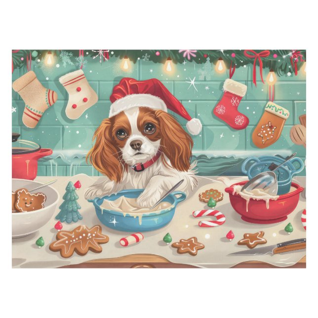 Cavalier King Charles Spaniel Weihnachtsgebäck Tischdecke (Vorderseite (Horizontal))