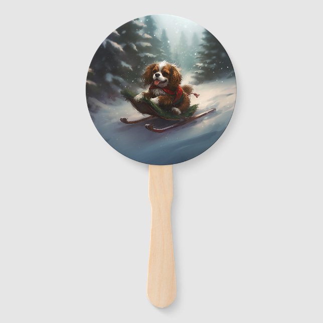Cavalier King Charles Spaniel Weihnachtsschnee Fächer (Vorderseite)