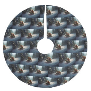 Cavalier King Charles Spaniel Weihnachtsschnee Polyester Weihnachtsbaumdecke