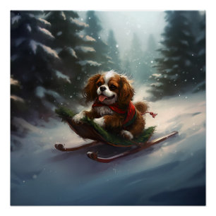 Cavalier King Charles Spaniel Weihnachtsschnee Poster