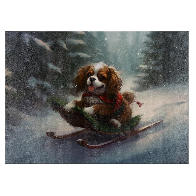 Cavalier King Charles Spaniel Weihnachtsschnee Schneidebrett (Vorderseite)