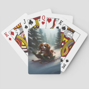 Cavalier King Charles Spaniel Weihnachtsschnee Spielkarten