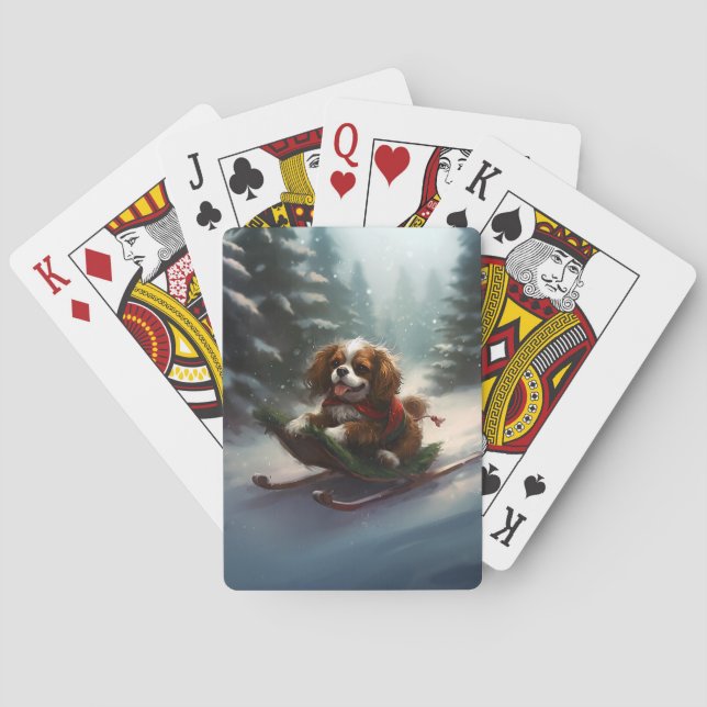 Cavalier King Charles Spaniel Weihnachtsschnee Spielkarten (Rückseite)