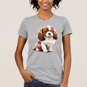 Cavalier King Charles Spaniel Welpe Floral Damen T-Shirt