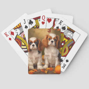Cavalier King Charles Spaniel Welpe Herbst Kürbis Spielkarten