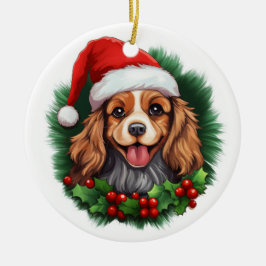 Cavalier King Charles Spaniel Wreath Keramik Ornament