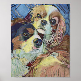 Cavalier King Charles Spaniels Cuddling Poster