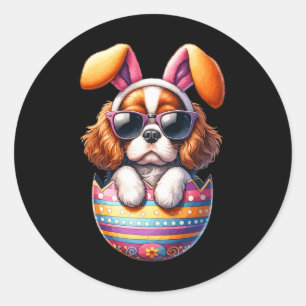Cavalier King Charles Spaniels Dog Lover Easter Eg Runder Aufkleber