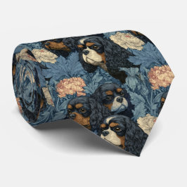 Cavalier King Charles Spaniels im Vintage-Garten Krawatte
