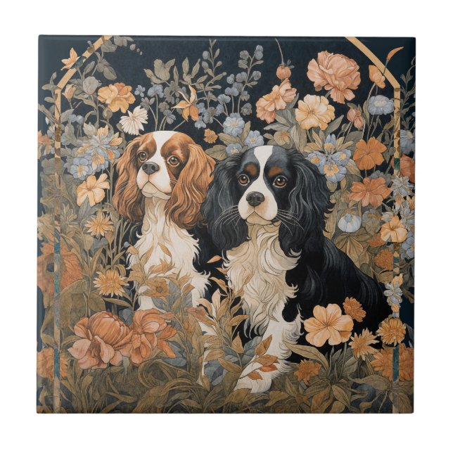 Cavalier King Charles Spaniels Tapestry Style Fliese (Vorderseite)
