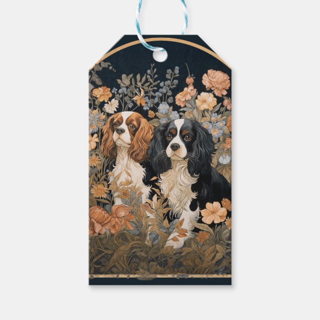 Cavalier King Charles Spaniels Tapestry Style Geschenkanhänger (Vorderseite)
