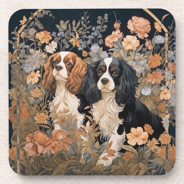 Cavalier King Charles Spaniels Tapestry Style Getränkeuntersetzer (Vorderseite)