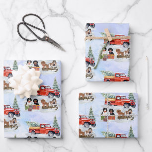 Cavalier King Charles Spaniels Winter Truck Geschenkpapier Set