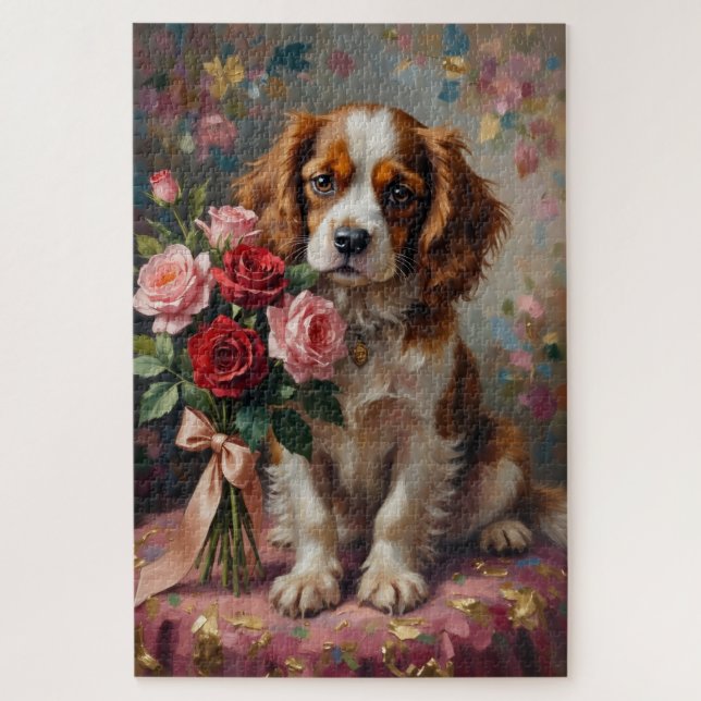 Cavalier King Charles Valentinstag Rosen (Vertikal)