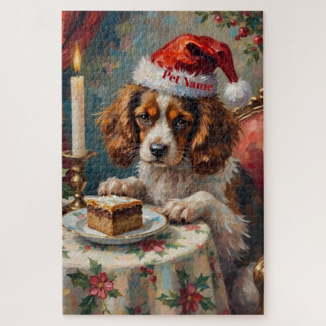 Cavalier King Charles Weihnachtspudding-Teeparty  (Vertikal)
