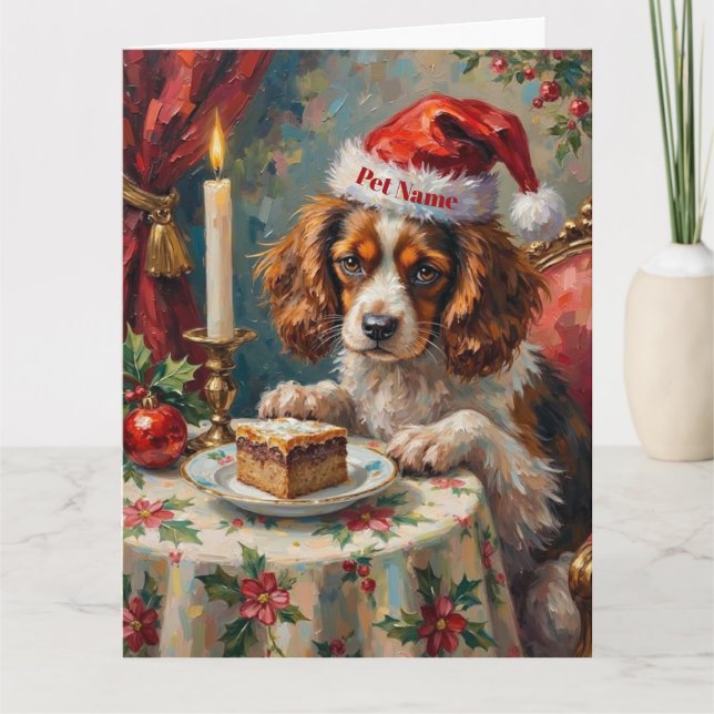 Cavalier King Charles Weihnachtspudding-Teeparty  Karte (Vorderseite)