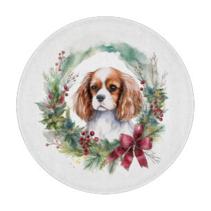 Cavalier King Christmas Wreath Festivals Schneidebrett