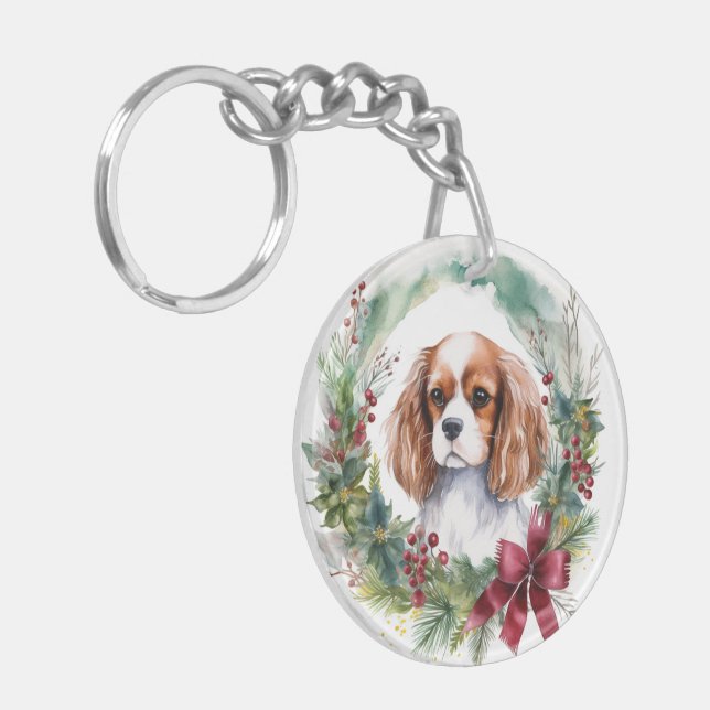 Cavalier King Christmas Wreath Festive Pup (Devant gauche)