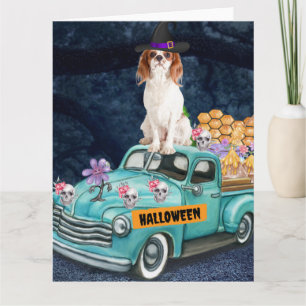 Cavalier King Dog Halloween Lkw Beängstigende Nach Karte