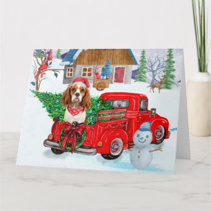 Cavalier King Dog in Christmas Delivery Truck Schn Karte