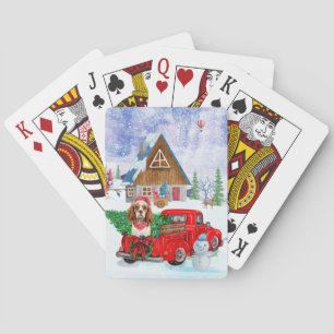 Cavalier King Dog in Christmas Delivery Truck Schn Spielkarten