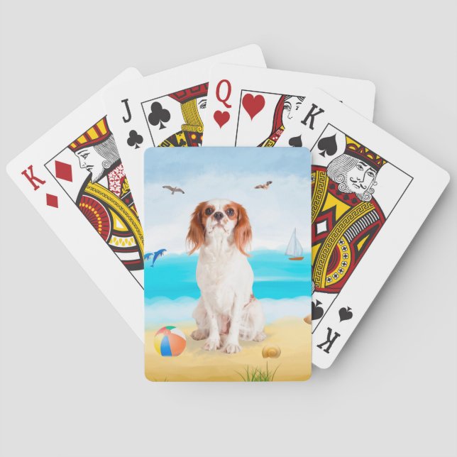 Cavalier King Dog on Beach Spielkarten (Rückseite)