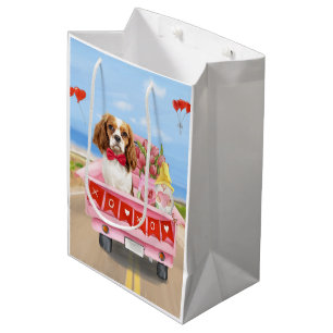 Cavalier King Dog Valentine's Day Lkw Herz Mittlere Geschenktüte