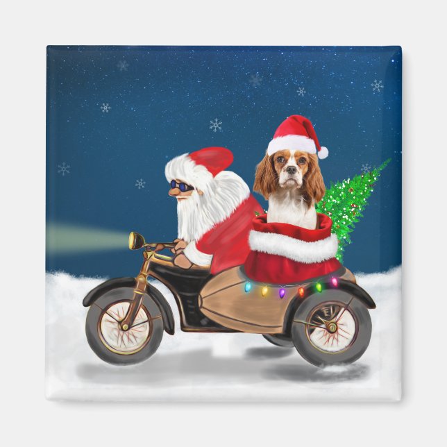 Cavalier King Dog Weihnachtsmann Magnet (Vorne)