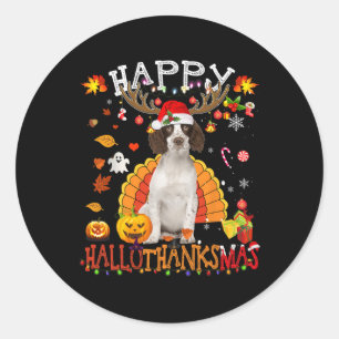 Cavalier King Halloween Weihnachtshund Happy Hallo Runder Aufkleber