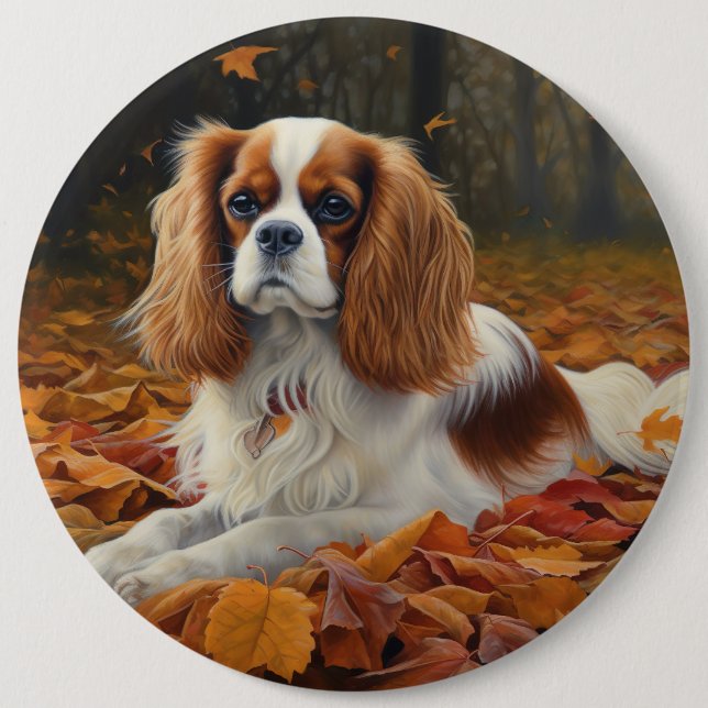 Cavalier King im Herbst Leaves Fall Inspiriert Button (Vorderseite)