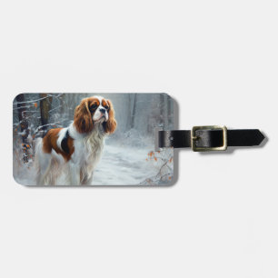 Cavalier King Lass es schneien Weihnachten Gebürst Gepäckanhänger