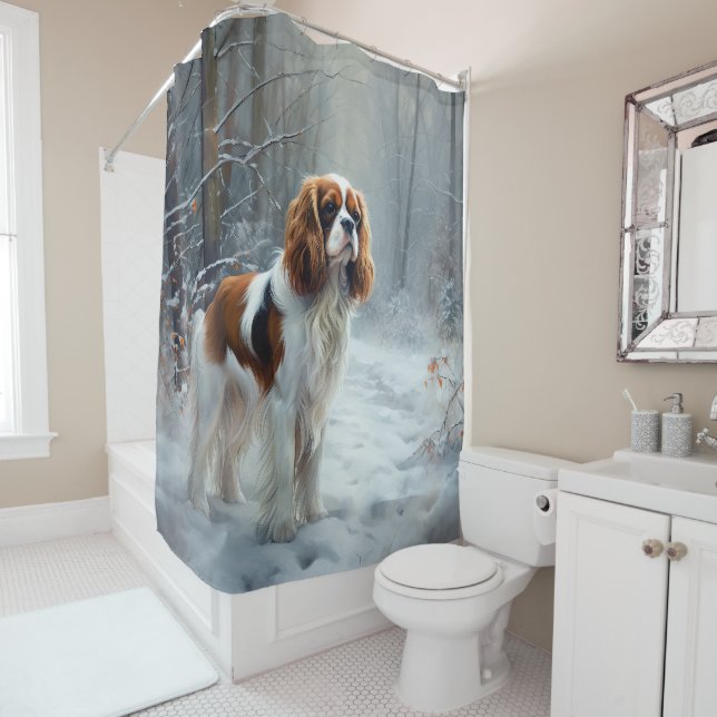 Cavalier King Let It Snow Christmas gebürstet Duschvorhang (Beispiel)